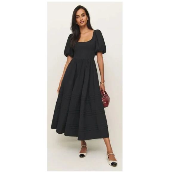 Reformation Dresses & Skirts - Reformation Everlyn Puff Sleeve Stretch Organic Cotton Maxi Dress Size 6